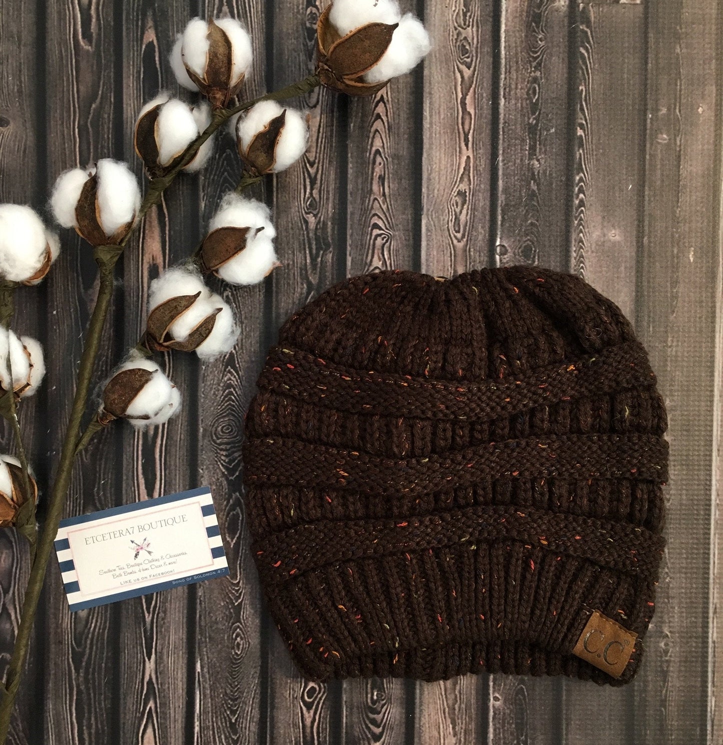 CC Beanie Messy Bun Speckled Confetti Beanie Tail Hat - MB33