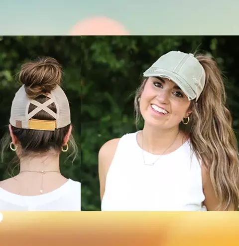 CC Distressed Criss Cross Ponytail PonyCap (Asst. Colors) - The Hottest Cap Of The Season
