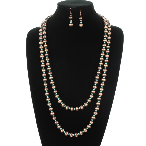 The Sakari 60" Navajo Style Pearl Necklace Set