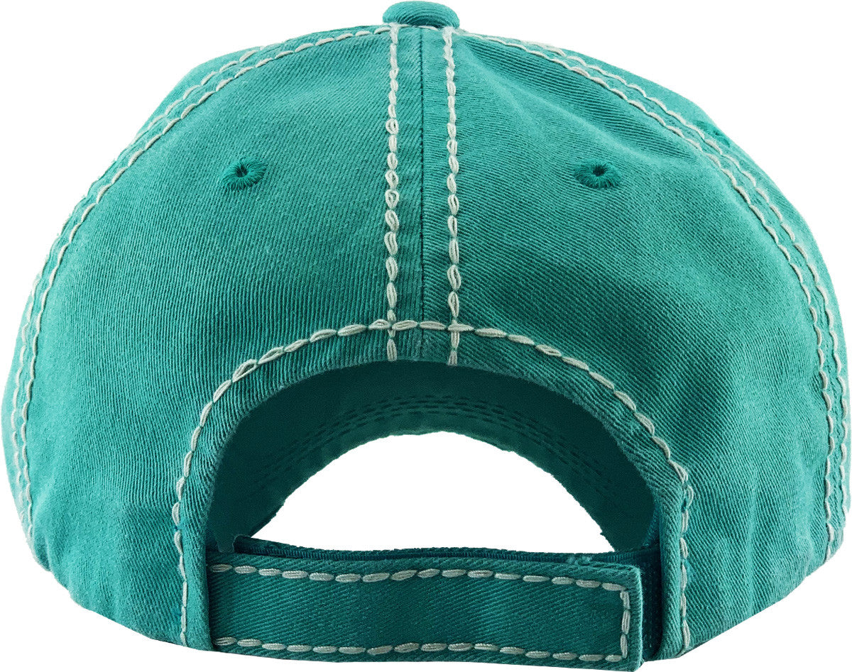 Turquoise Sweet Southern & Sassy Vintage Look Baseball Cap