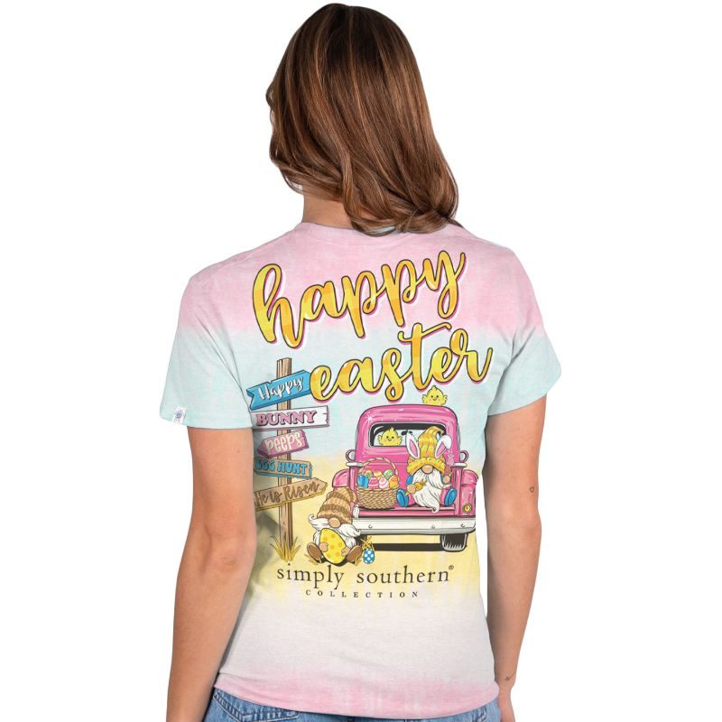 FINAL SALE - Simply Southern - Happy Easter Tie Dye SS Tee