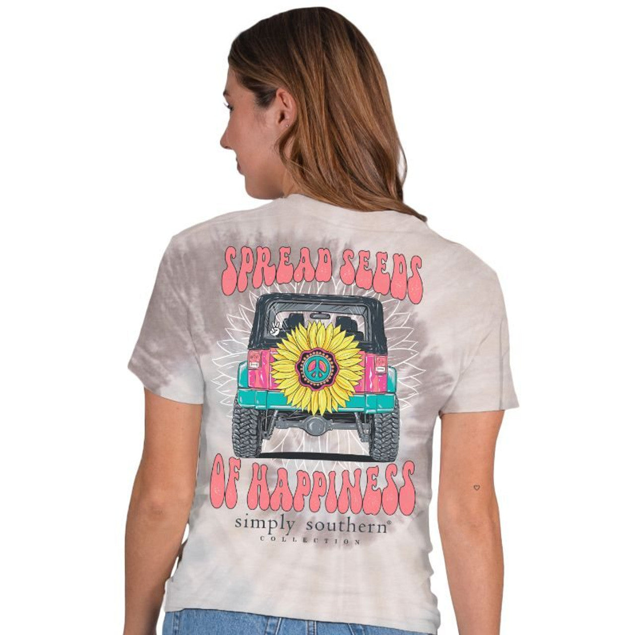 FINAL SALE - Simply Southern - Spread Seeds of Happiness Tie Dye SS Tee