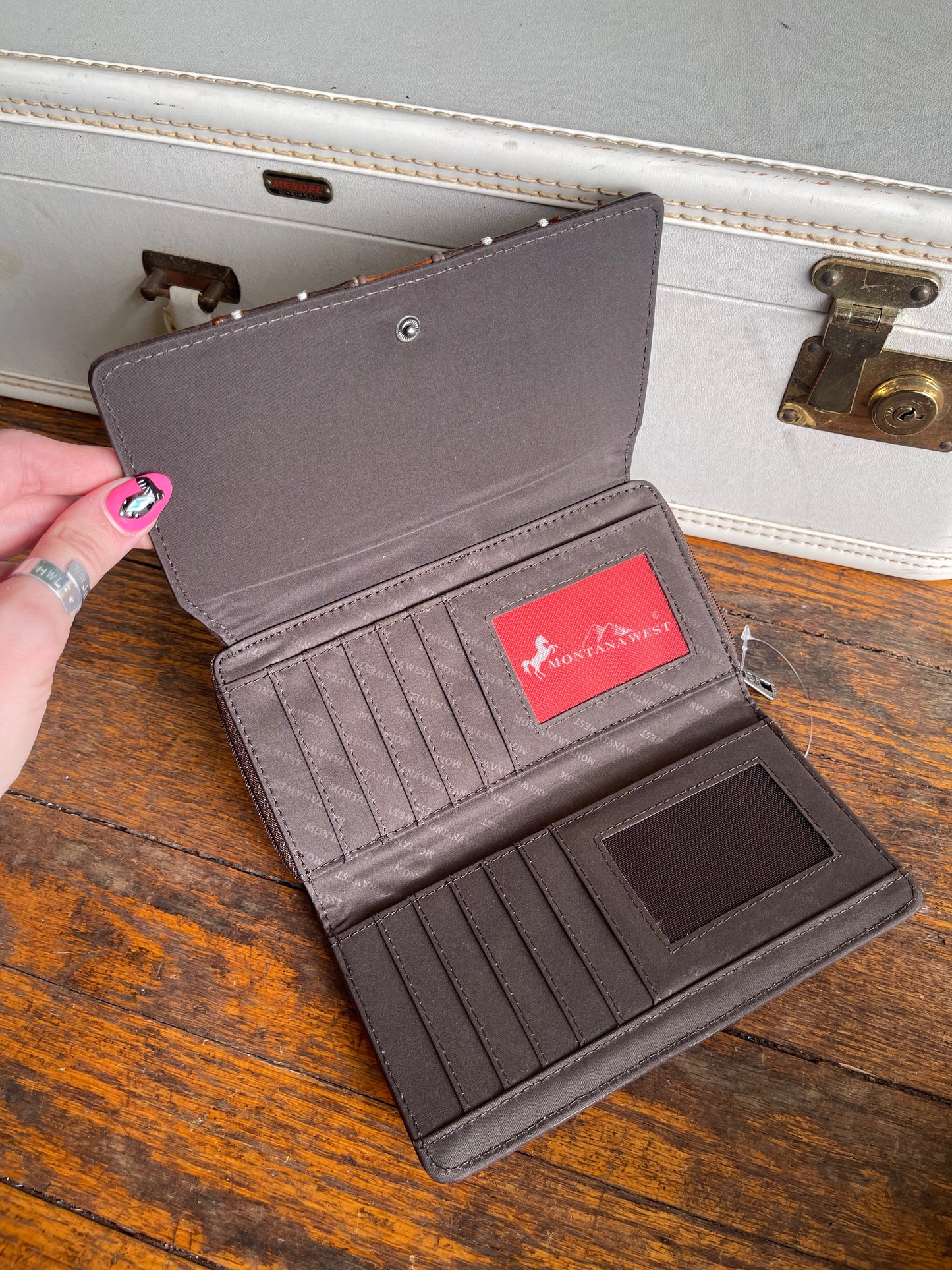 Montana West Studs Collection Wallet - Coffee