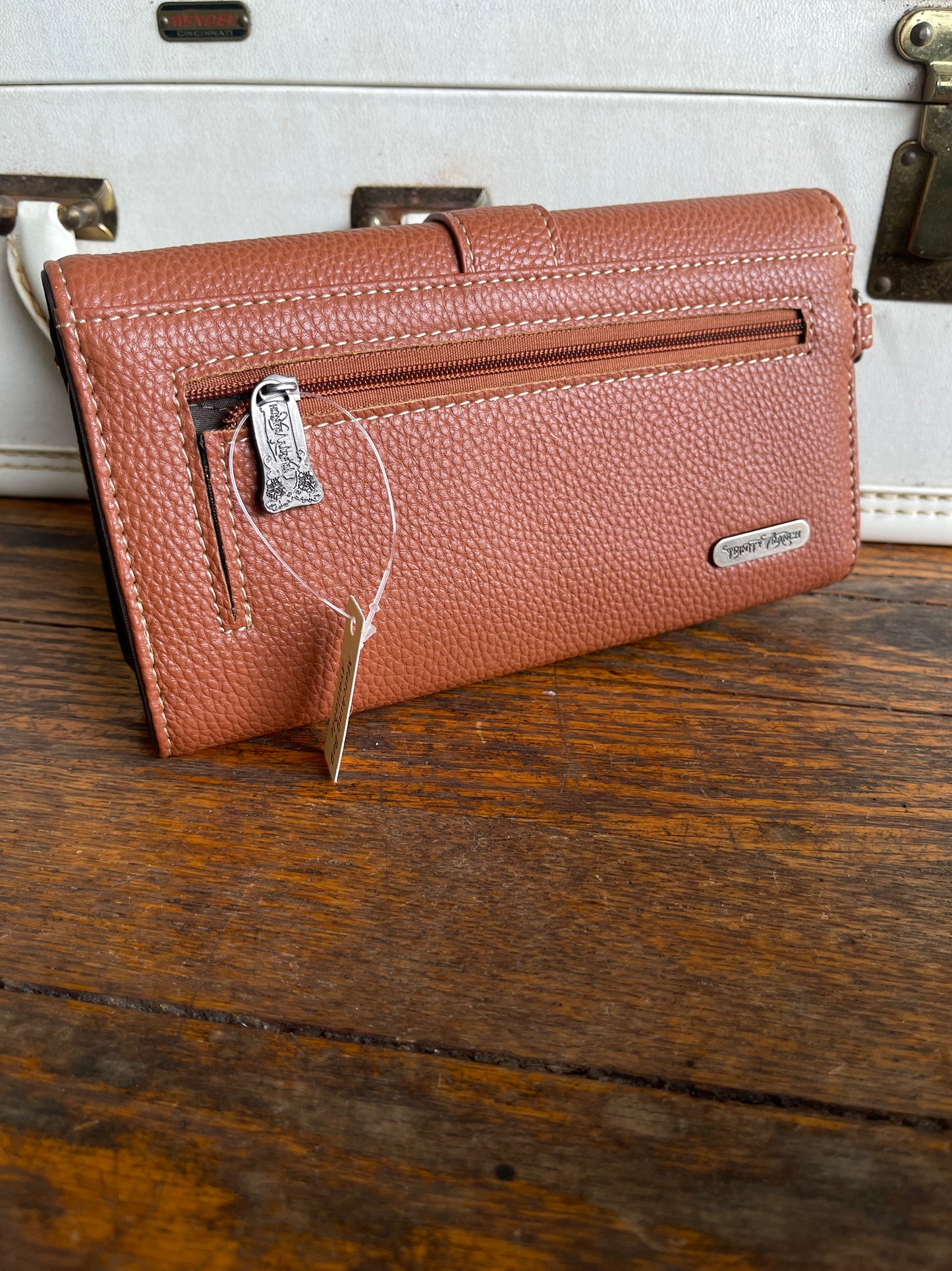 Trinity Ranch Hair-On Cowhide Buckle Collection Wristlet Wallet - Brown