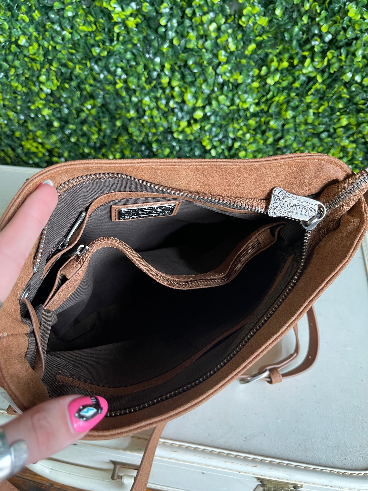 Trinity Ranch Hair-On Cowhide Collection Concealed Carry Crossbody Bag - Brown