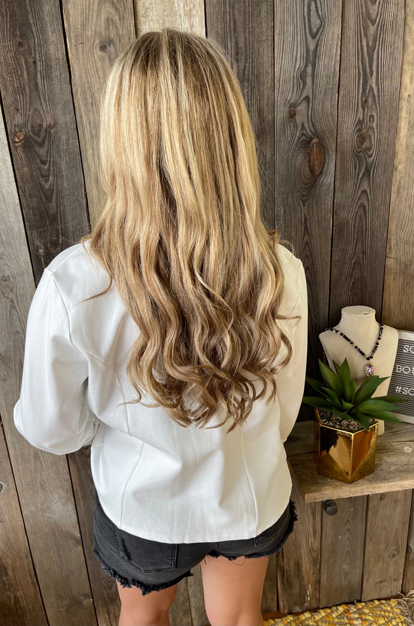 The Dana Open Front Casual Blazer - Ivory