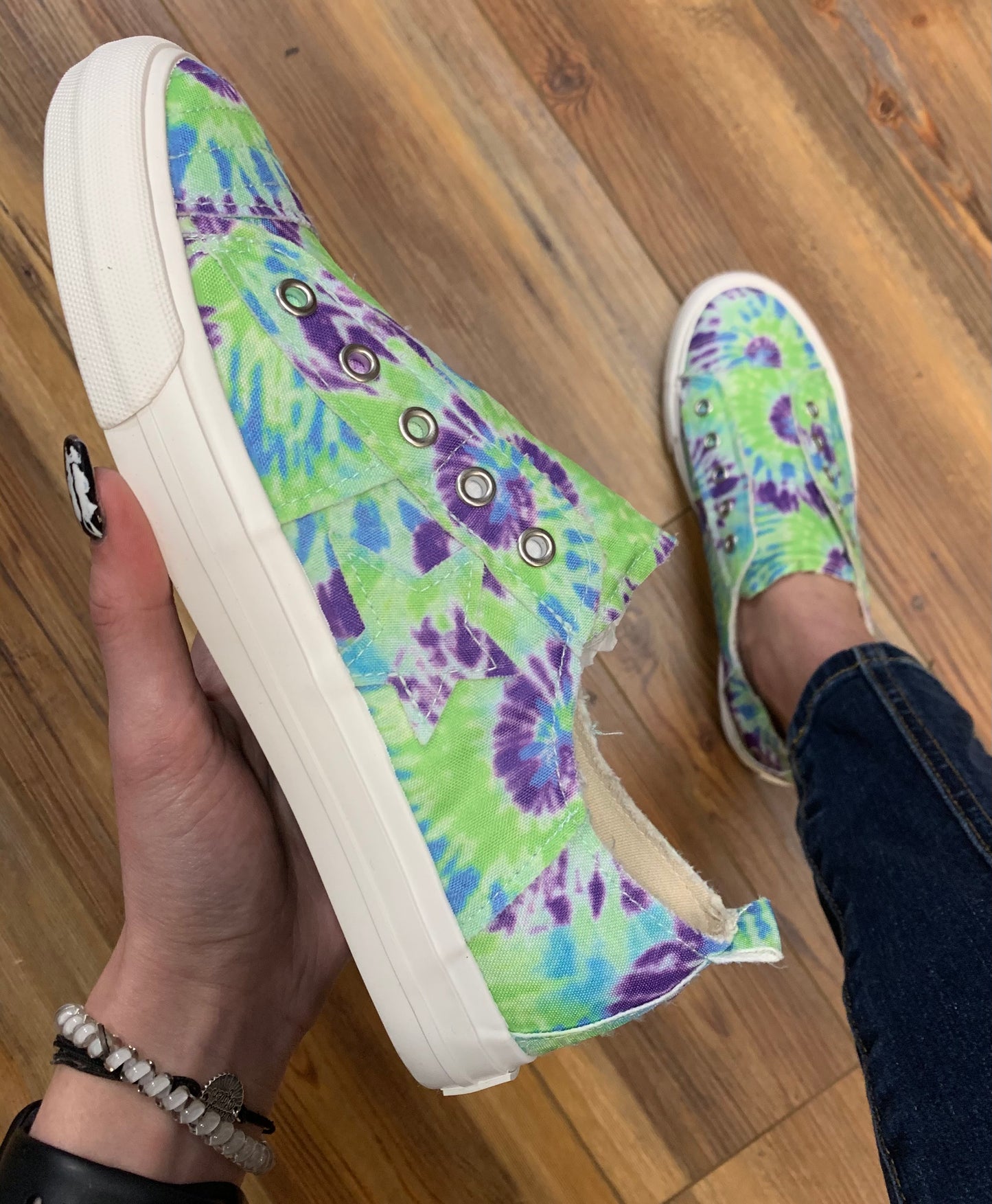 FINAL SALE - Play Along Blue Multi Tie Dye Slip On Canvas Sneakers