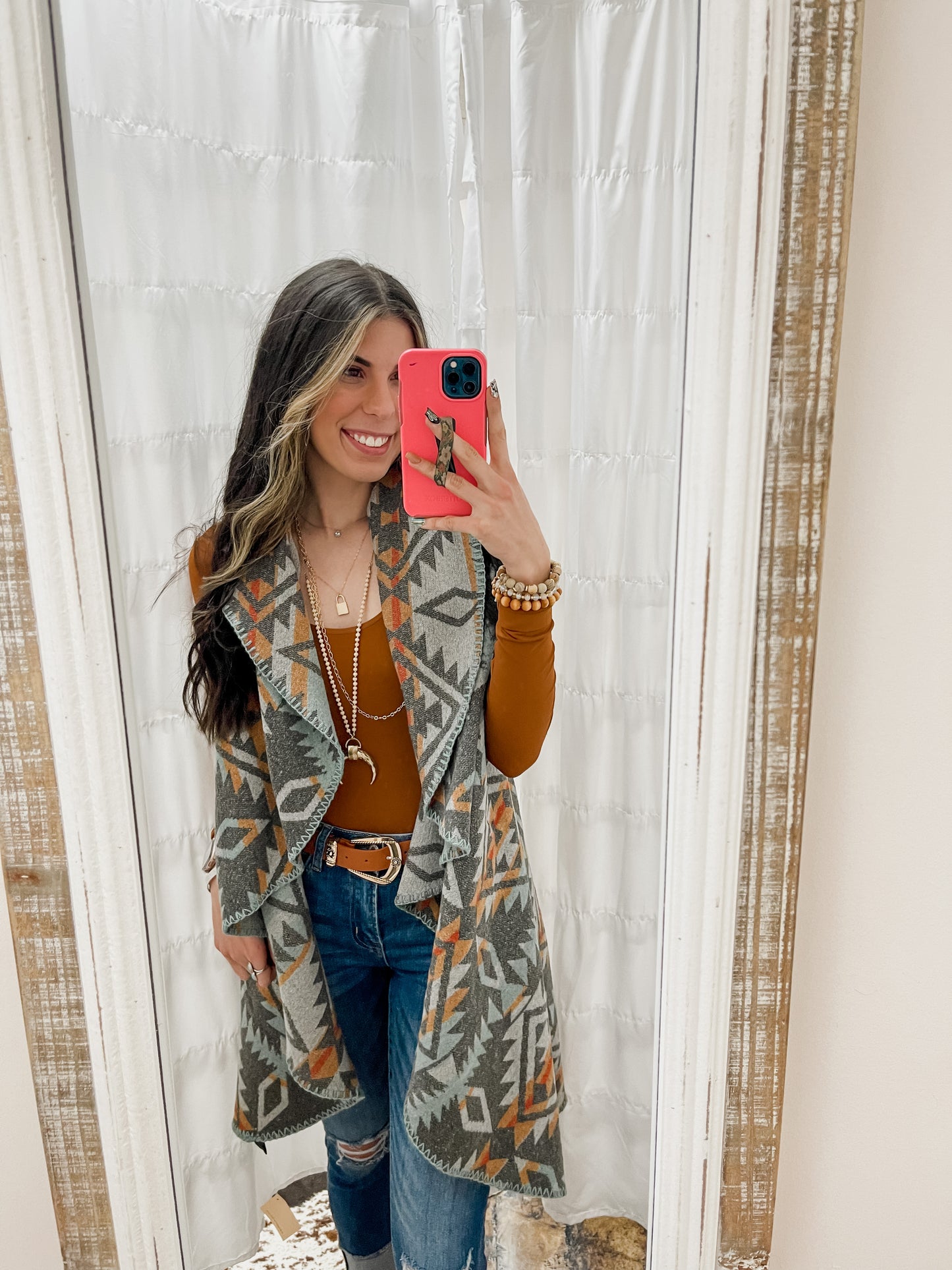 The Seri Western Reversible Shawl Vest GRAY