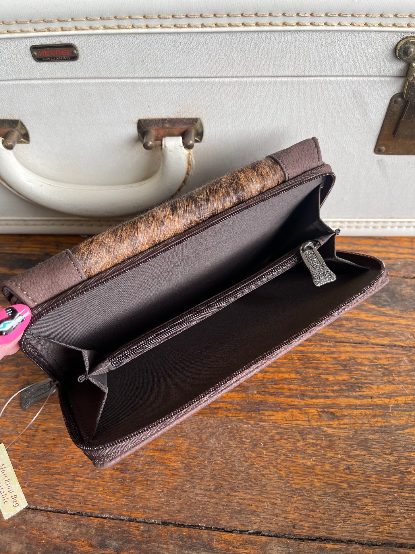 Trinity Ranch Hair-On Cowhide Collection Wallet - Coffee