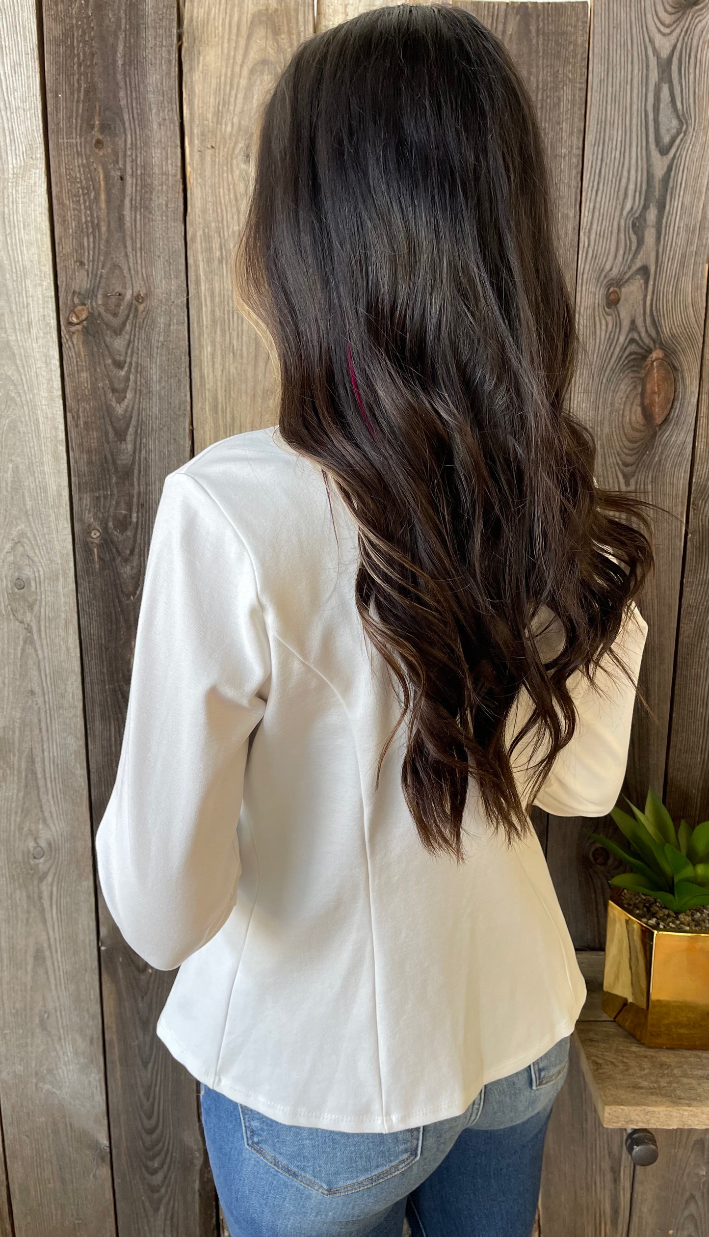 The Dana Open Front Casual Blazer - Ivory