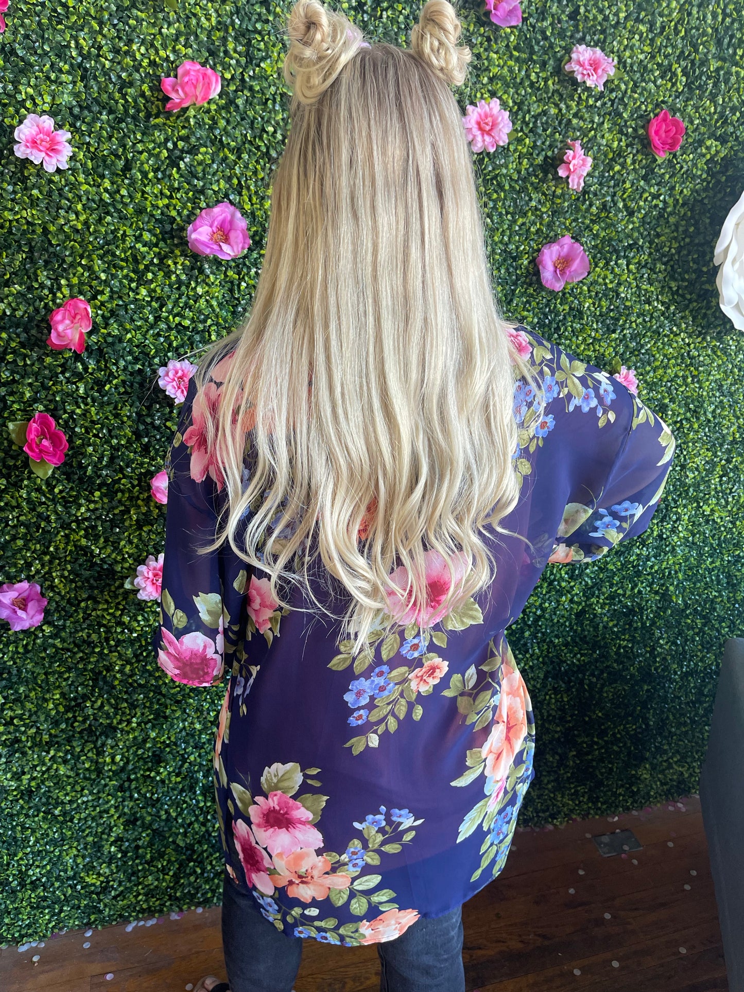 FINAL SALE - The Atasi Navy Floral Chiffon Kimono