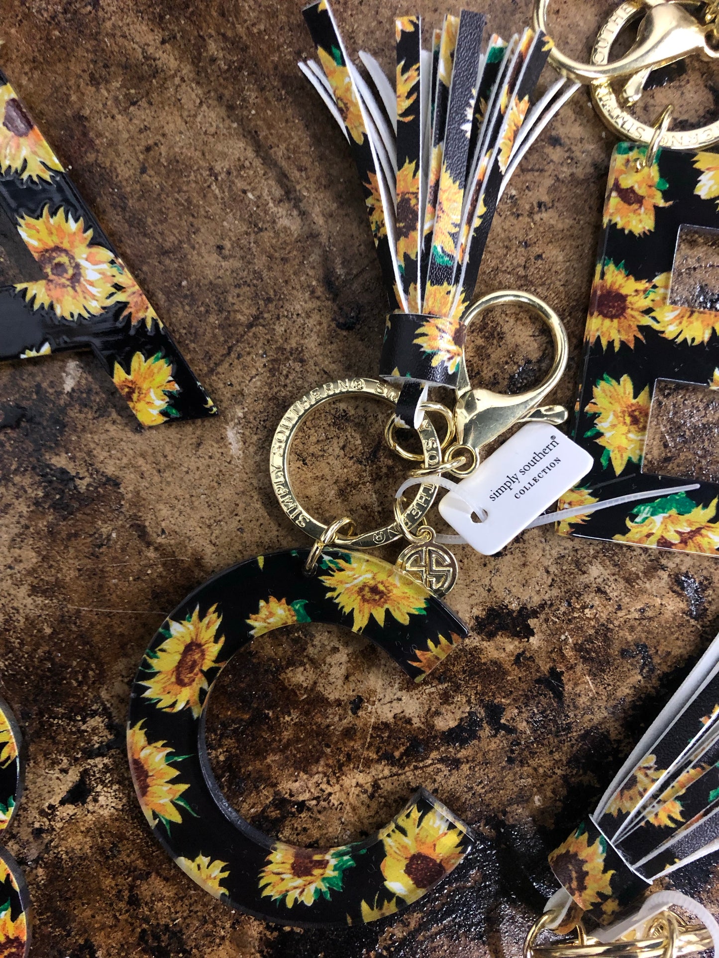 FINAL SALE - Simply Southern Sunflower Initial Charm Keychain