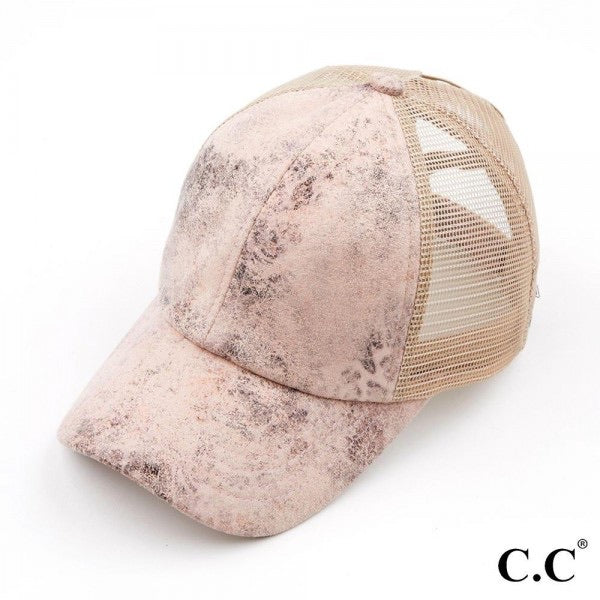 CC Distressed Criss Cross Ponytail PonyCap (Asst. Colors) - The Hottest Cap Of The Season