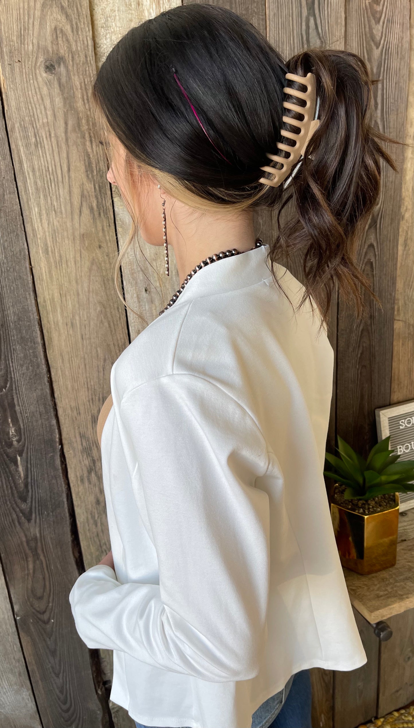 The Dana Open Front Casual Blazer - Ivory