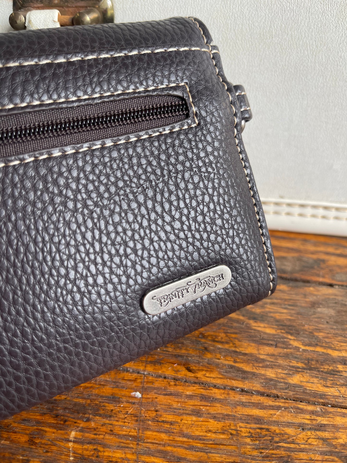 Trinity Ranch Hair-On Cowhide Buckle Collection Wristlet Wallet - Coffee
