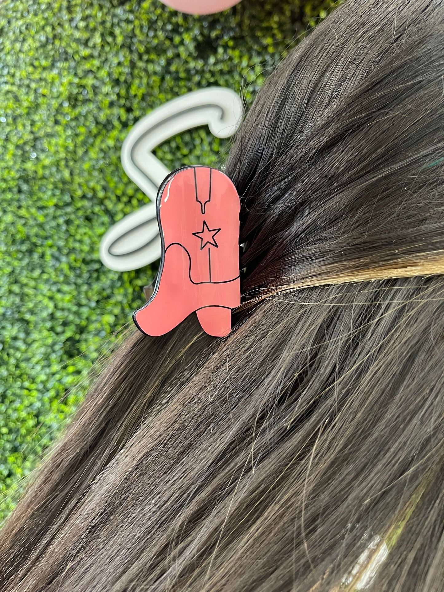 Cowboy Boot Hair Clip - Pink