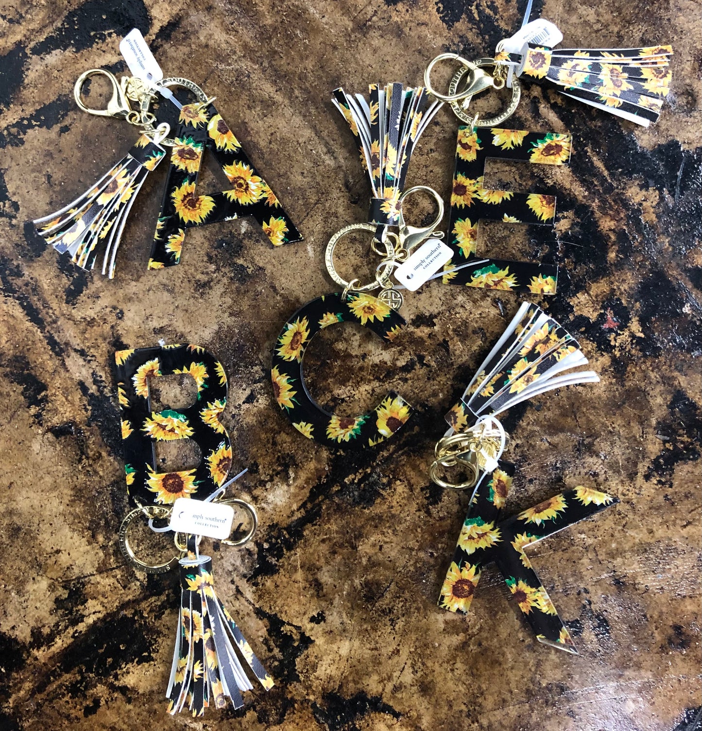 FINAL SALE - Simply Southern Sunflower Initial Charm Keychain
