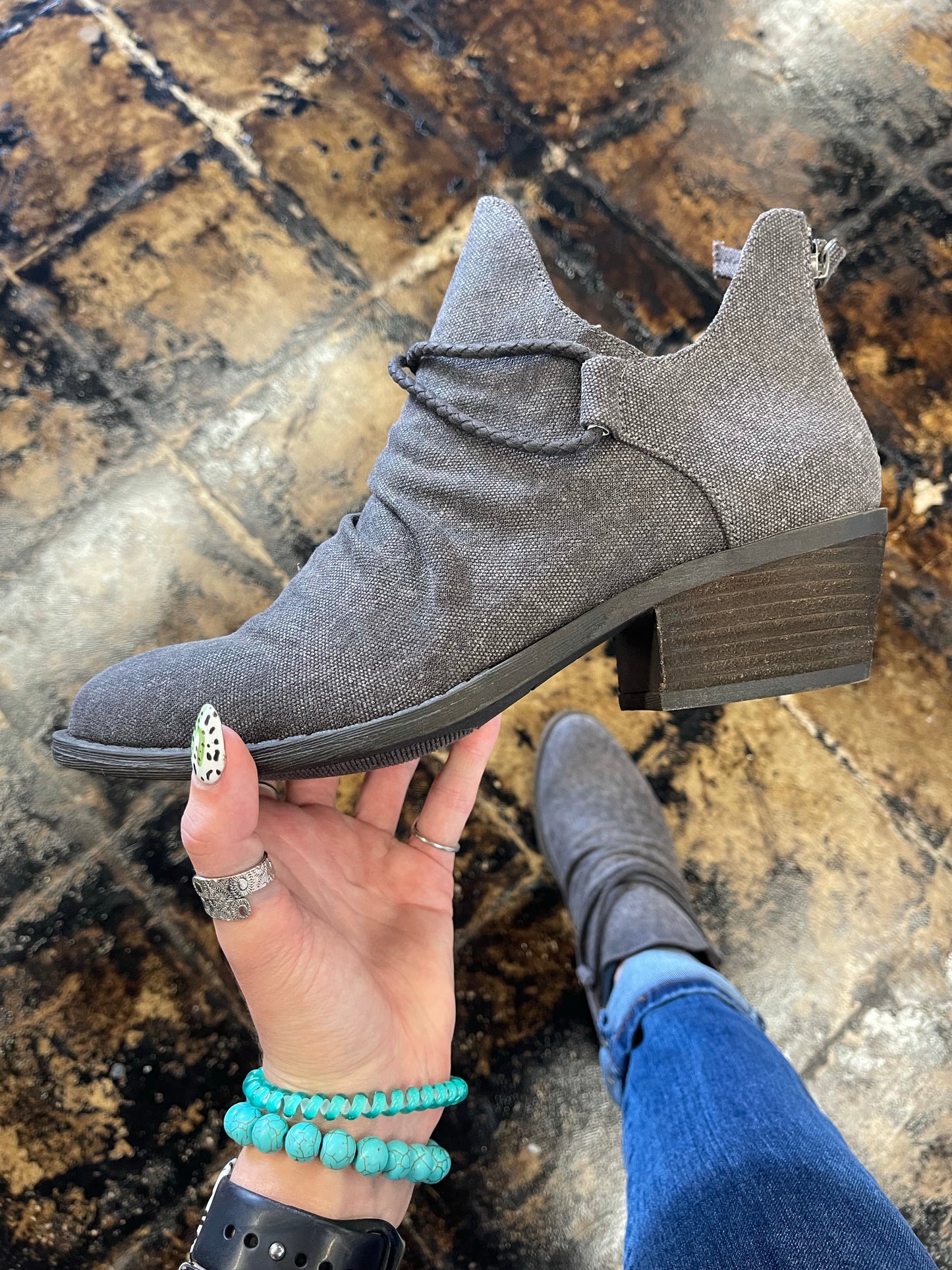 FINAL SALE - The Spartan Bootie - Charcoal Grey Leopard