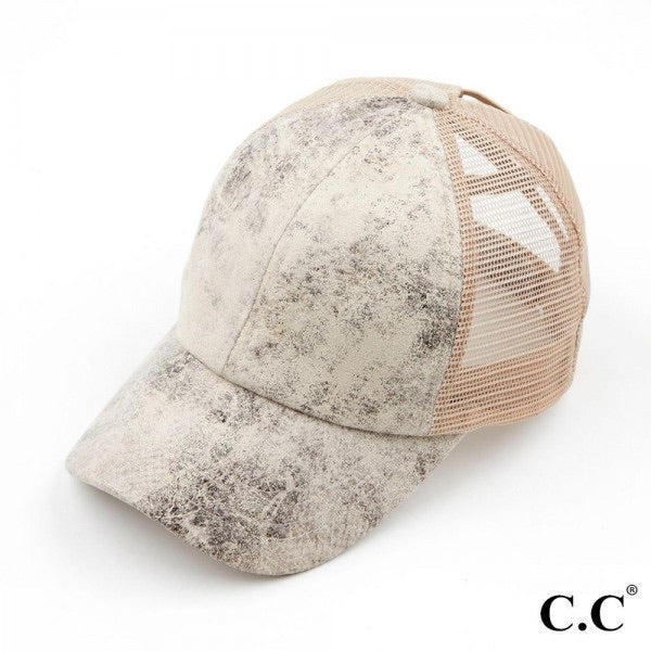 CC Distressed Criss Cross Ponytail PonyCap (Asst. Colors) - The Hottest Cap Of The Season