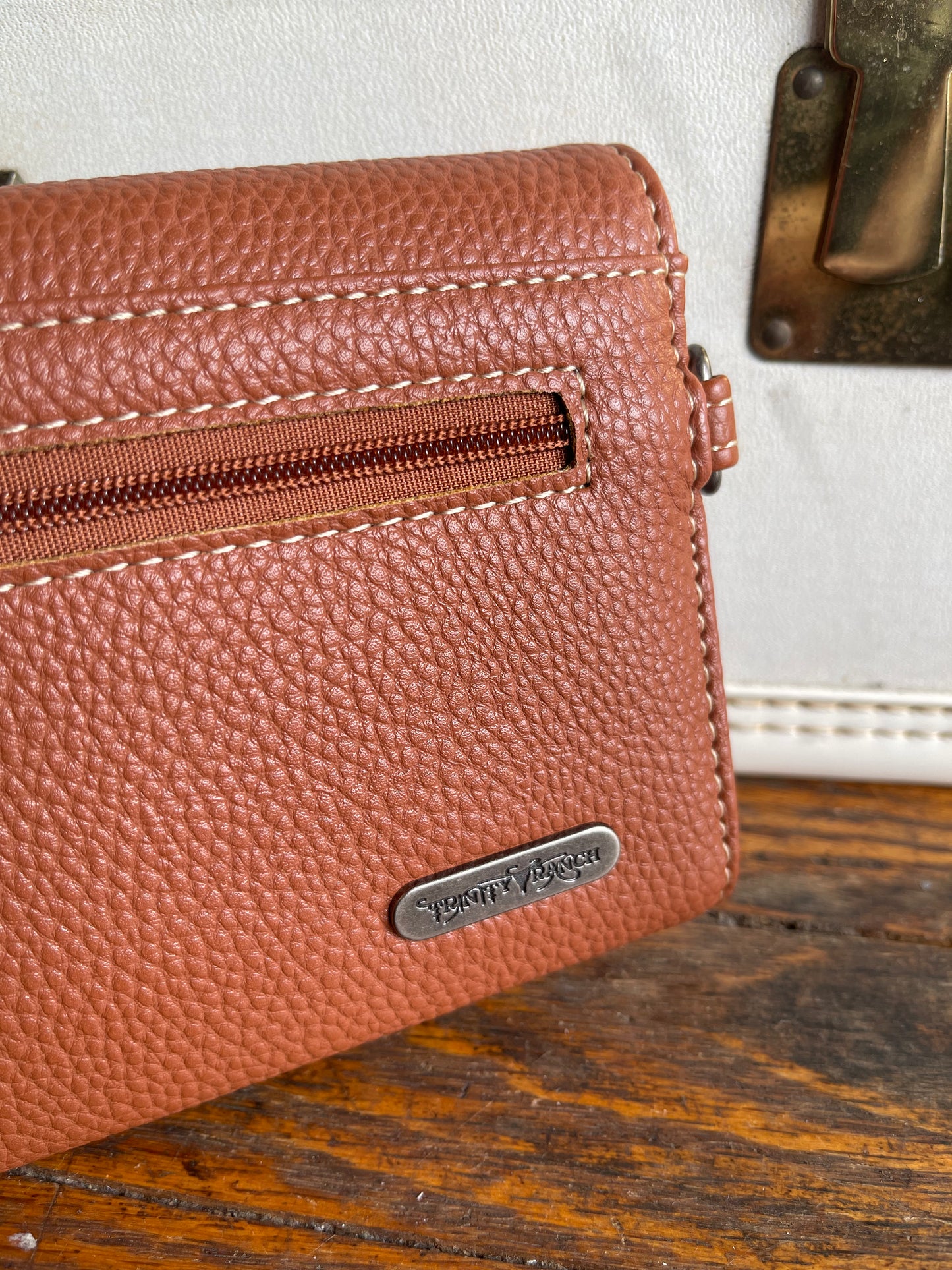 Trinity Ranch Hair-On Cowhide Buckle Collection Wristlet Wallet - Brown