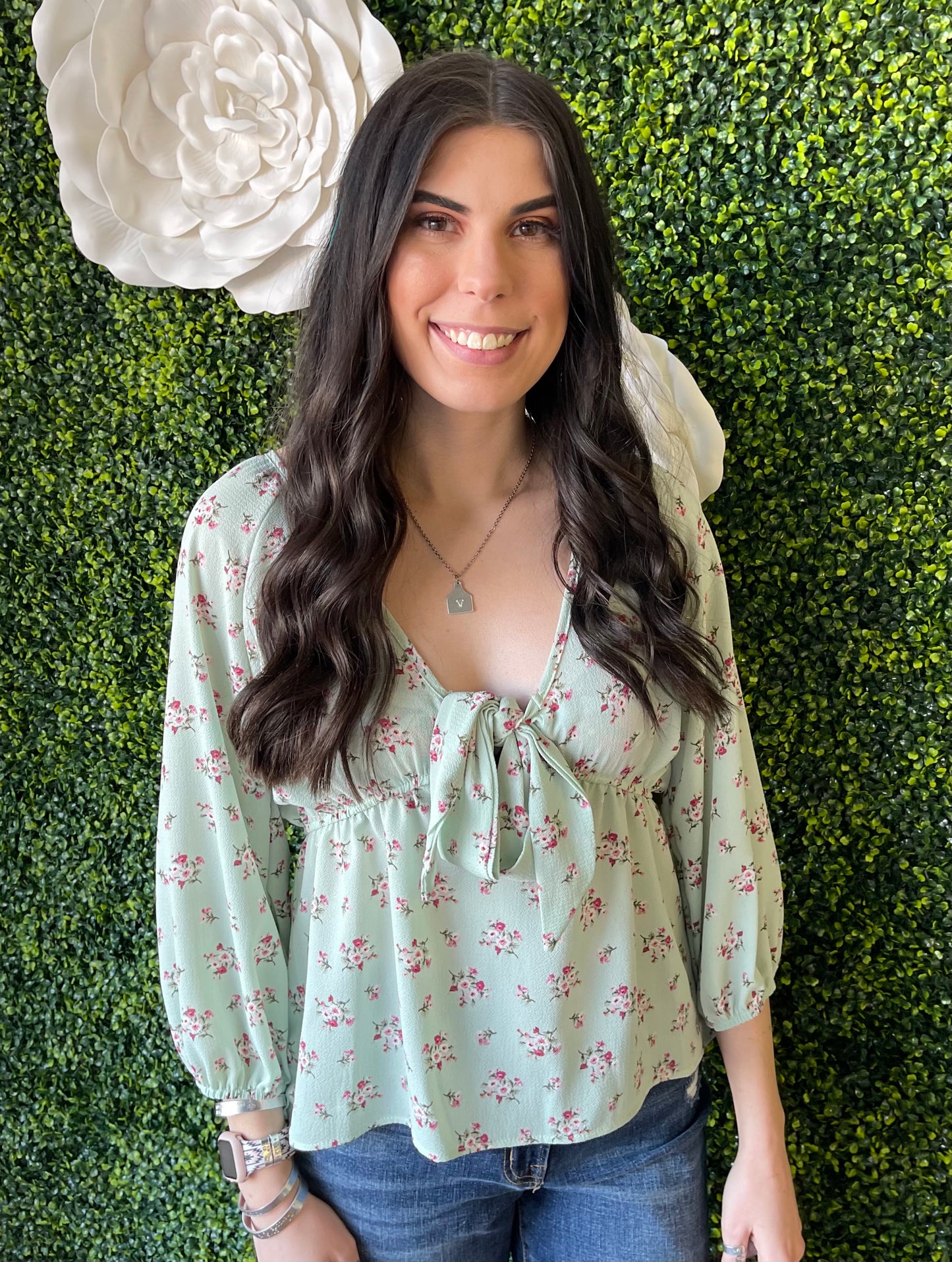 FINAL SALE - The Delilah Boho Front Knot Top - Mint