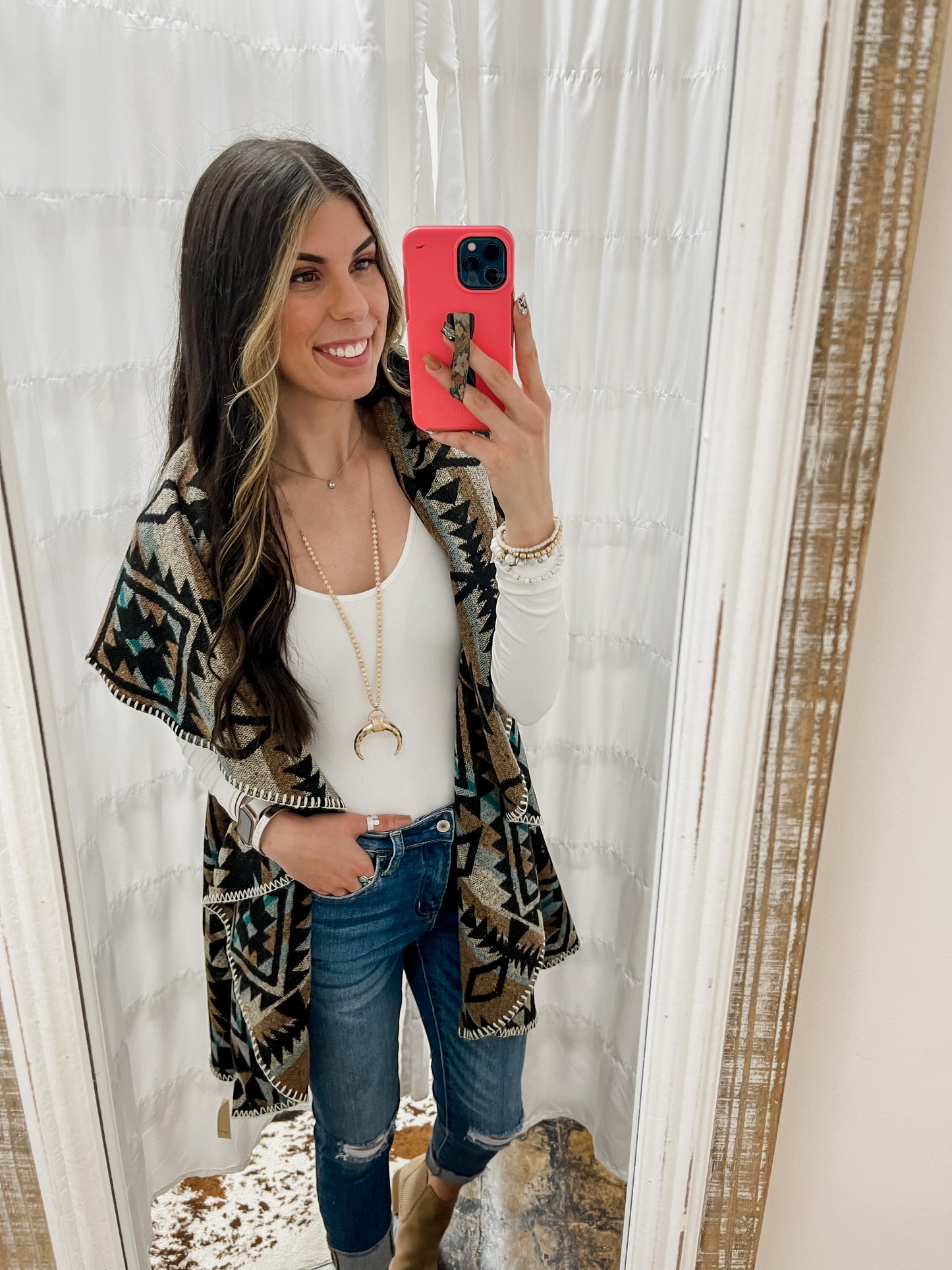The Seri Western Reversible Shawl Vest BLACK