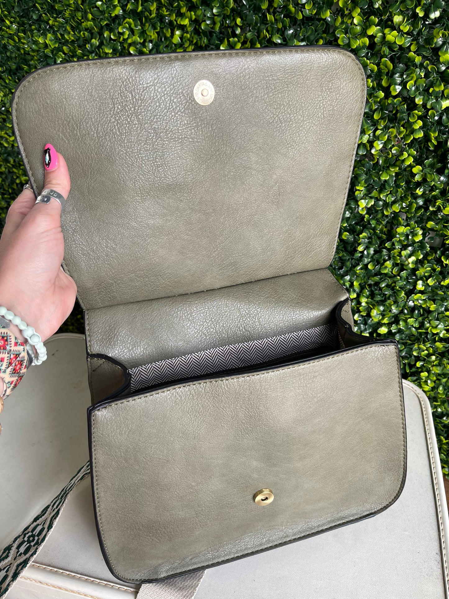 The Brinley Studded Crossbody Bag - Olive