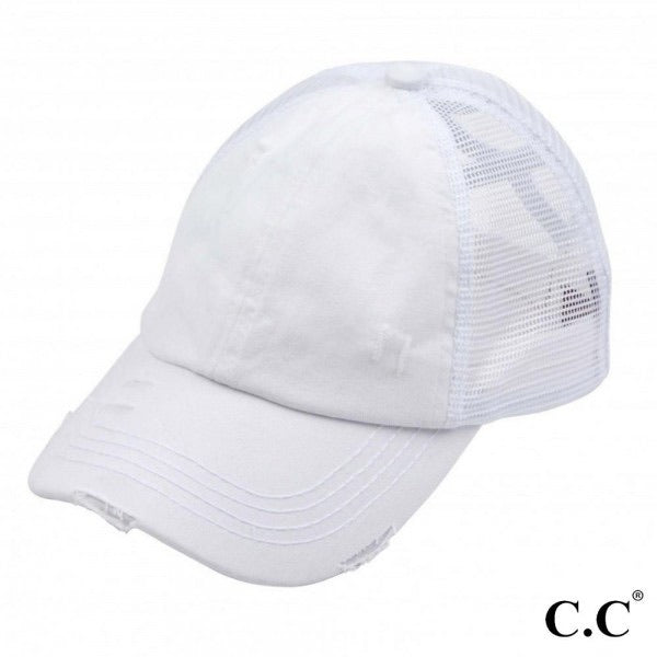 CC Distressed Criss Cross Ponytail PonyCap (Asst. Colors) - The Hottest Cap Of The Season