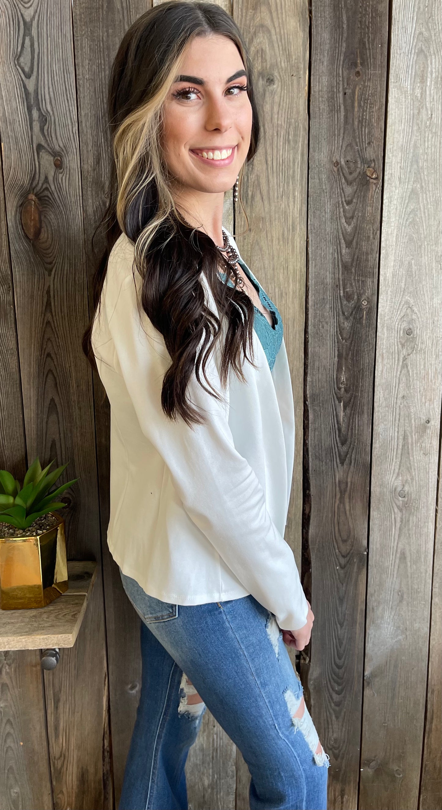 The Dana Open Front Casual Blazer - Ivory