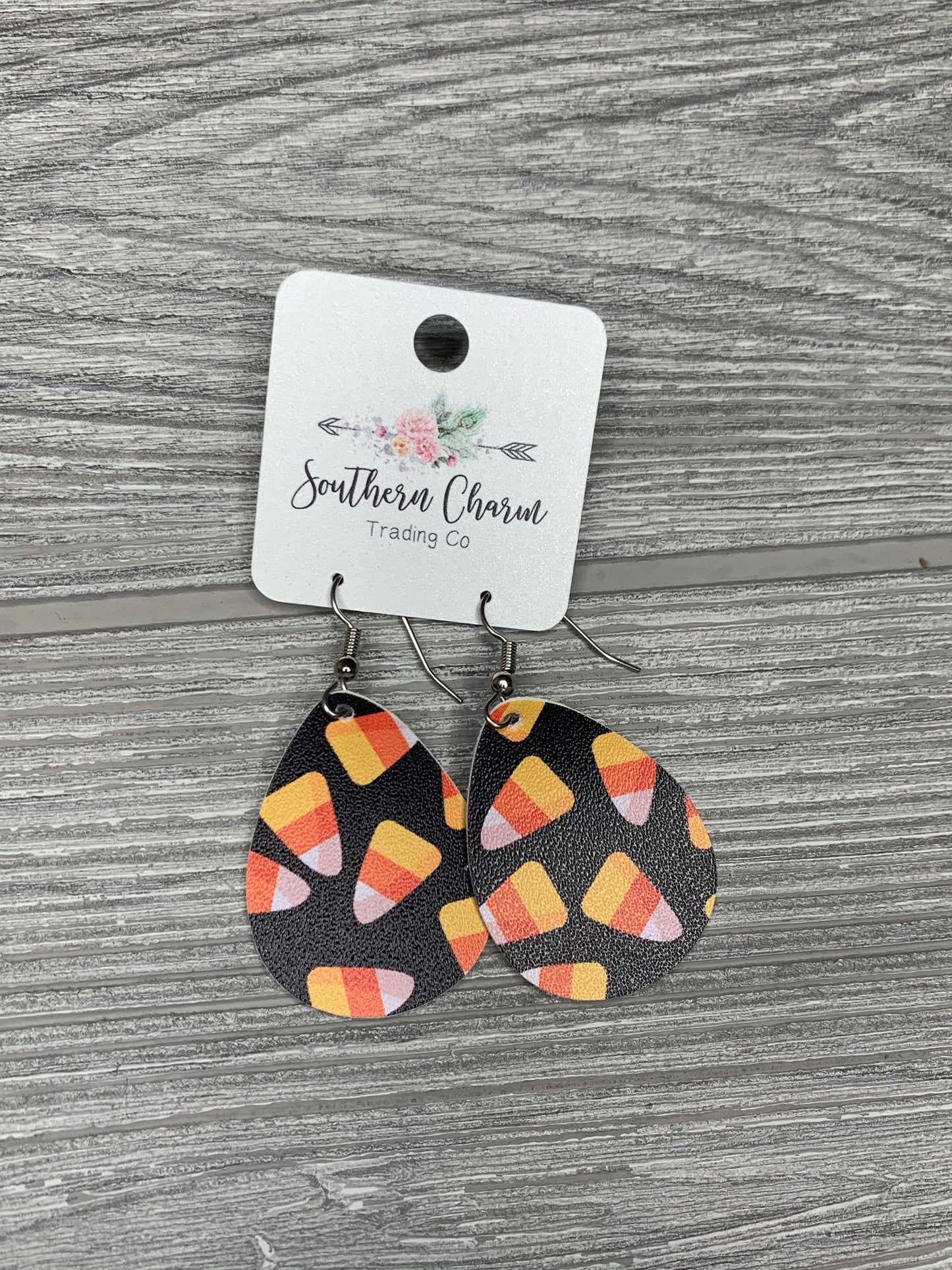 Candy Corn Halloween Itty Bitty Teardrop Earrings