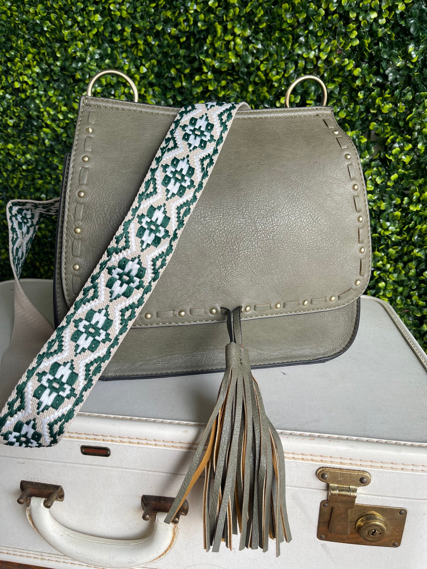 The Brinley Studded Crossbody Bag - Olive