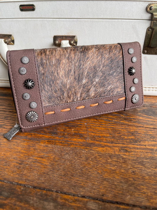 Trinity Ranch Hair-On Cowhide Collection Wallet - Coffee