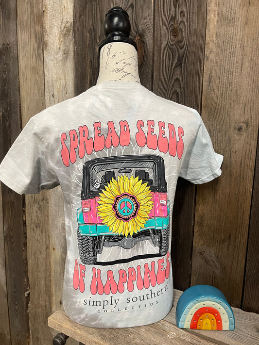 FINAL SALE - Simply Southern - Spread Seeds of Happiness Tie Dye SS Tee