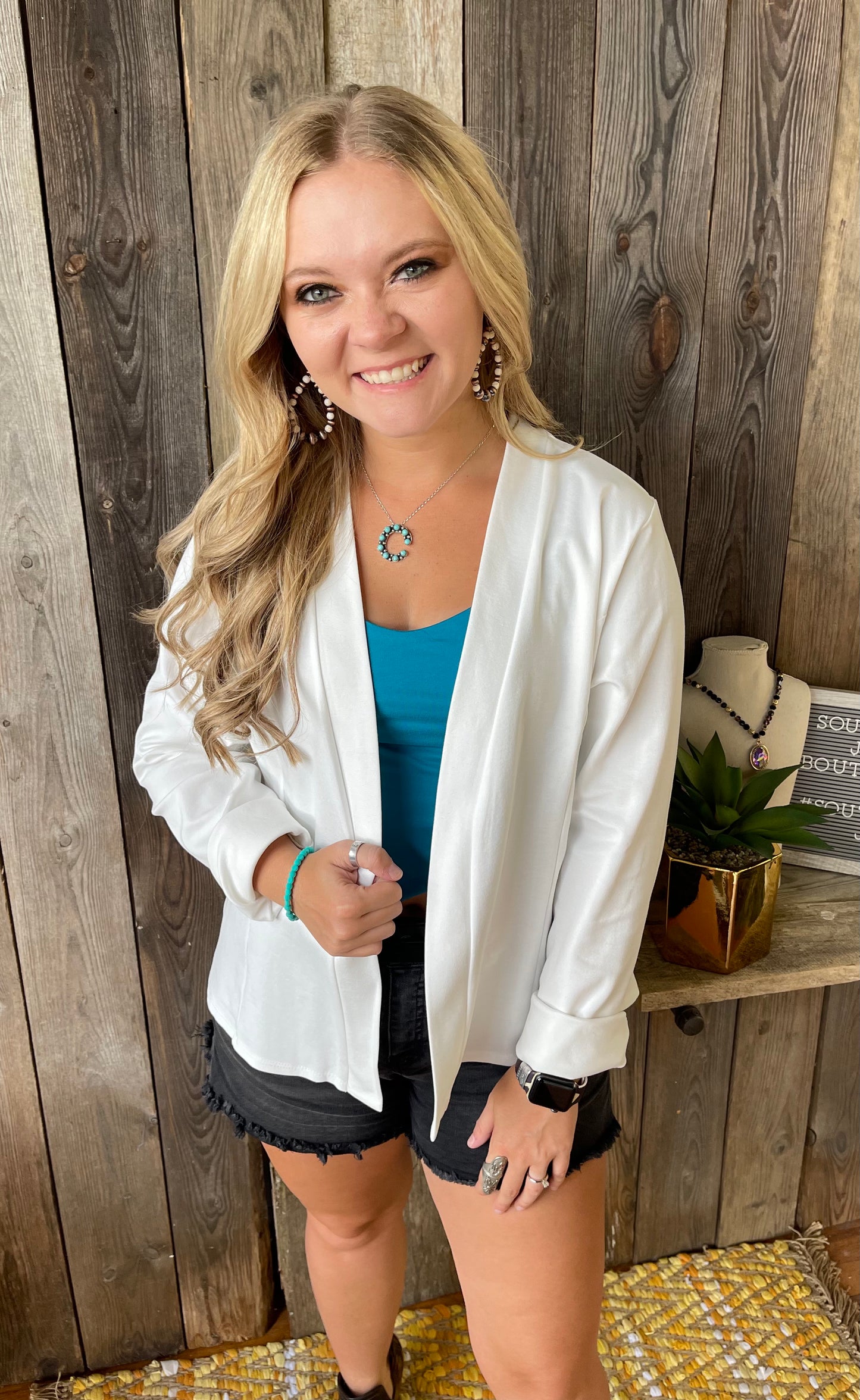 The Dana Open Front Casual Blazer - Ivory