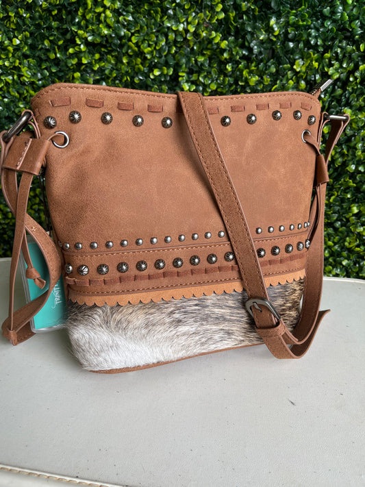 Trinity Ranch Hair-On Cowhide Collection Concealed Carry Crossbody Bag - Brown