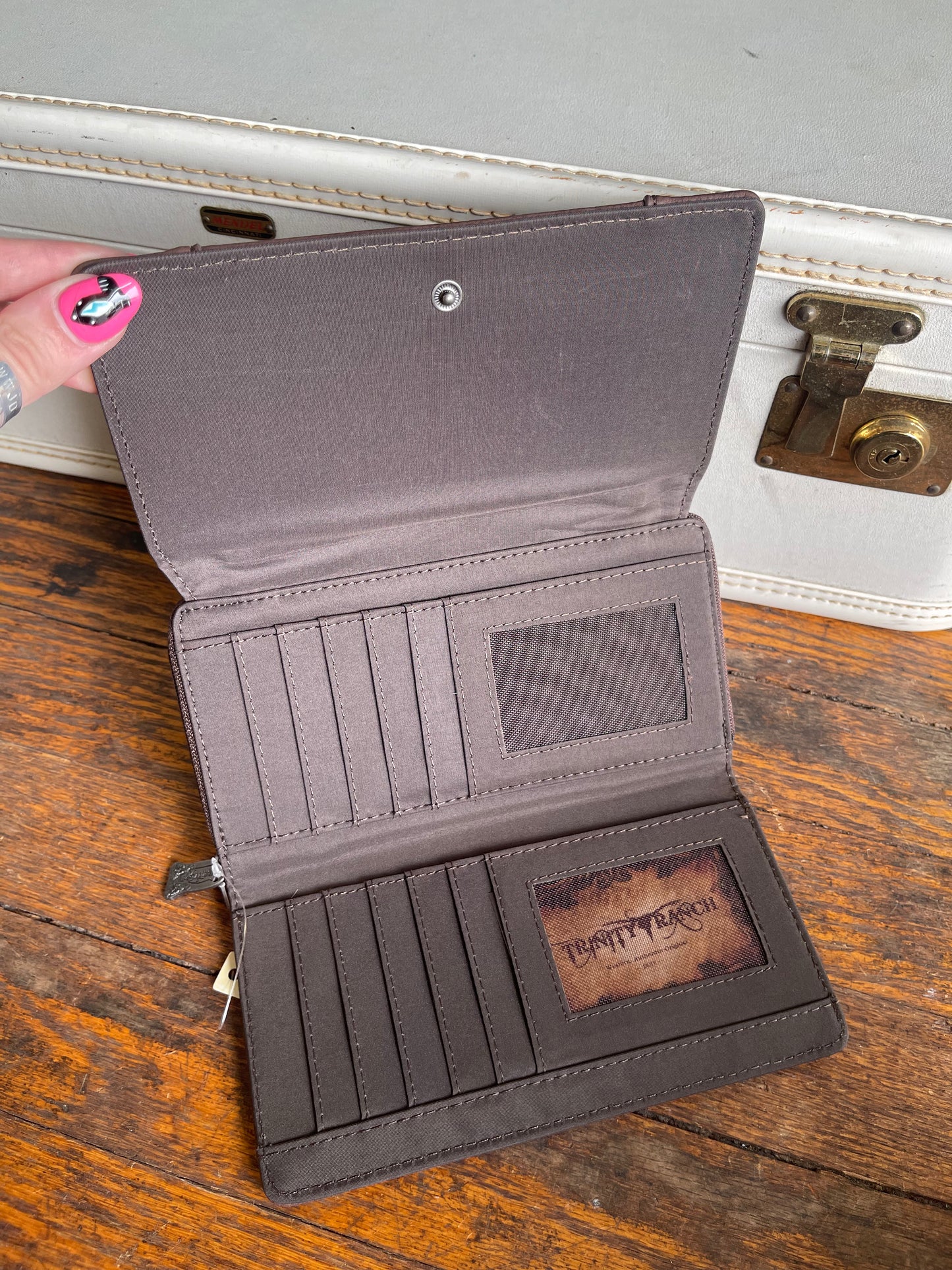 Trinity Ranch Hair-On Cowhide Collection Wallet - Coffee