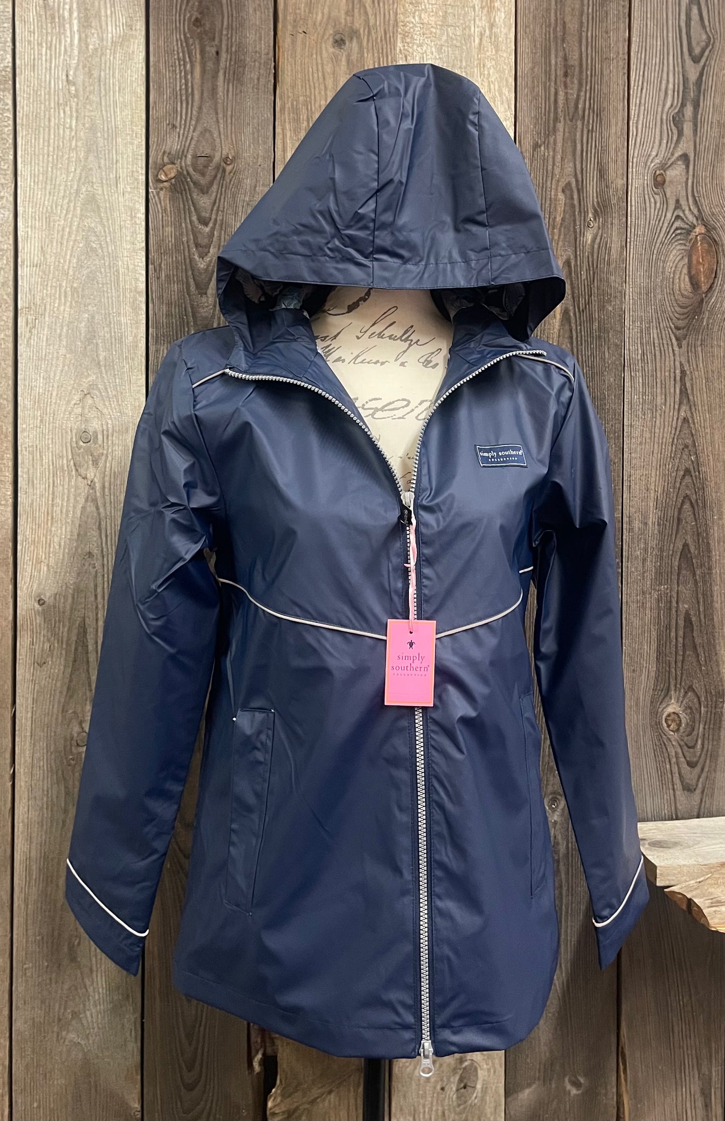 FINAL SALE - Simply Southern - Full Zip Rain Jacket - Navy