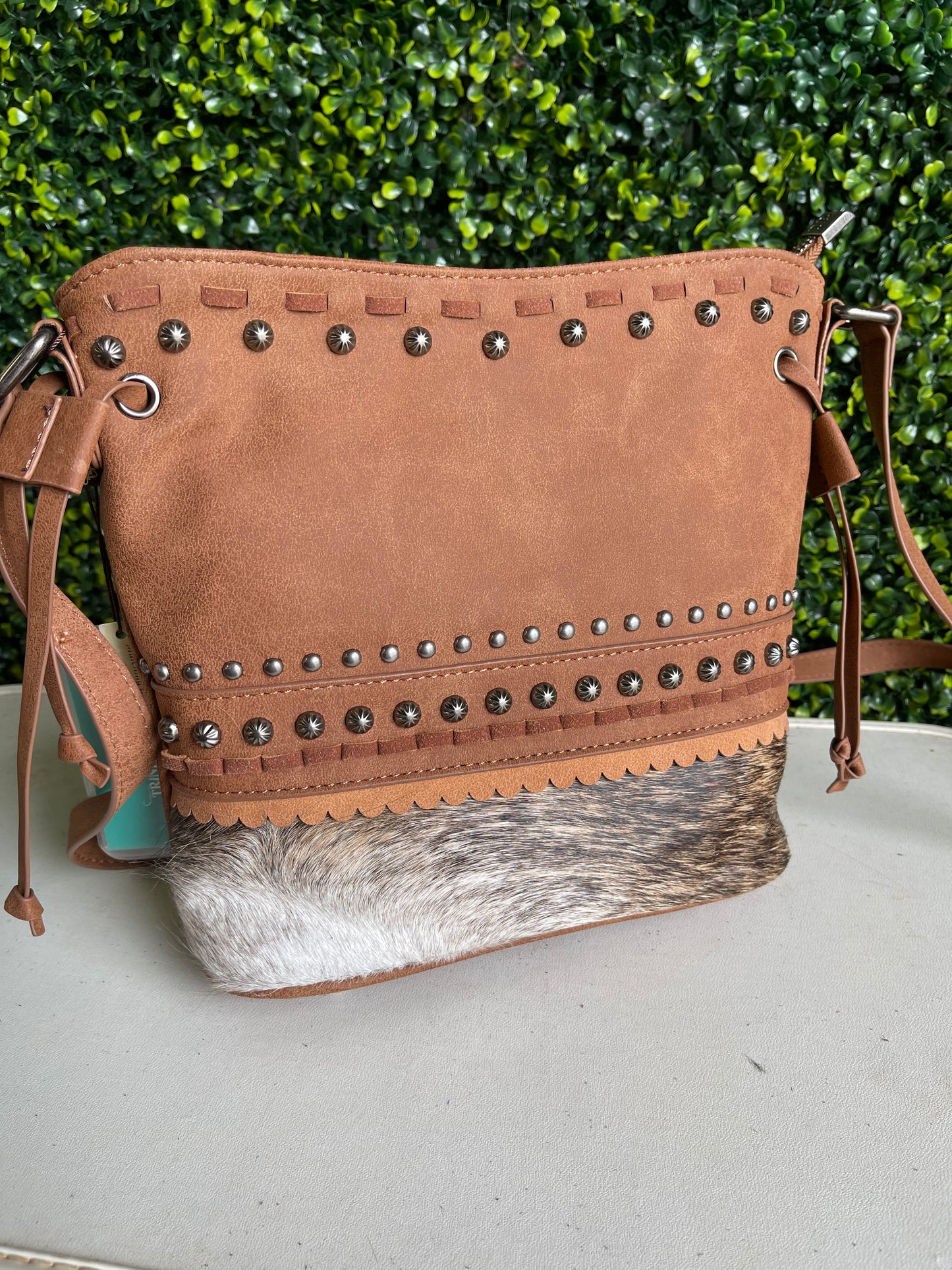 Trinity Ranch Hair-On Cowhide Collection Concealed Carry Crossbody Bag - Brown