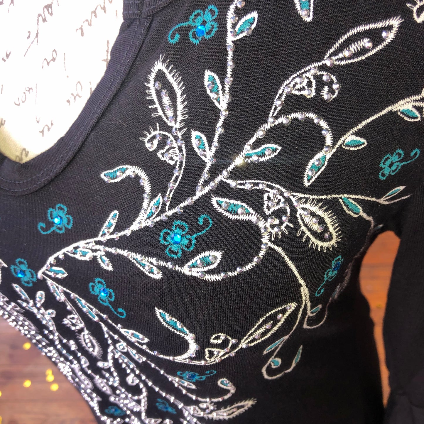 The Sapphira Rhinestone Hem Lace Tunic  - USA MADE
