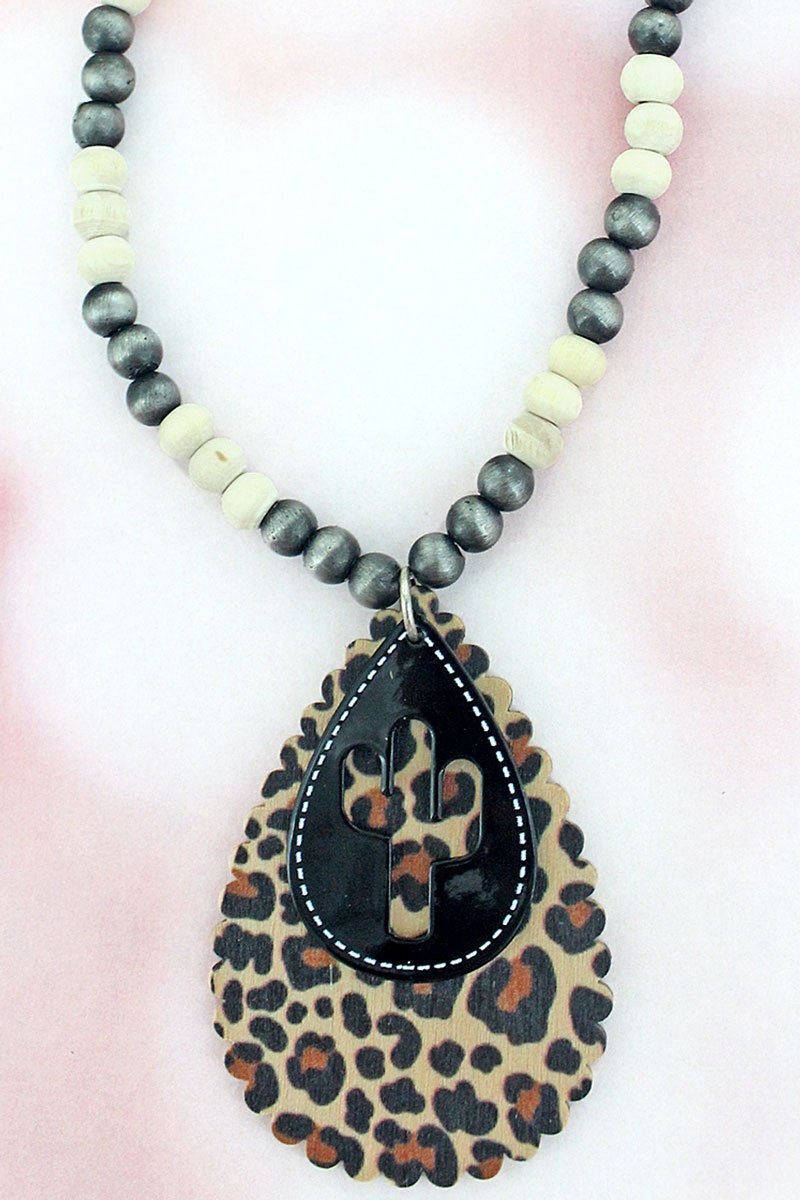 The Cora Leopard Cactus Necklace