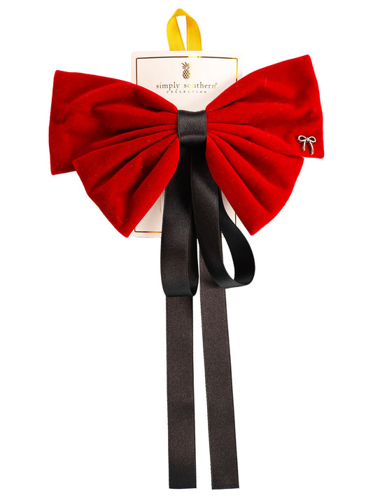 FINAL SALE - Simply Southern - Velvet Ribbon Bow - Red