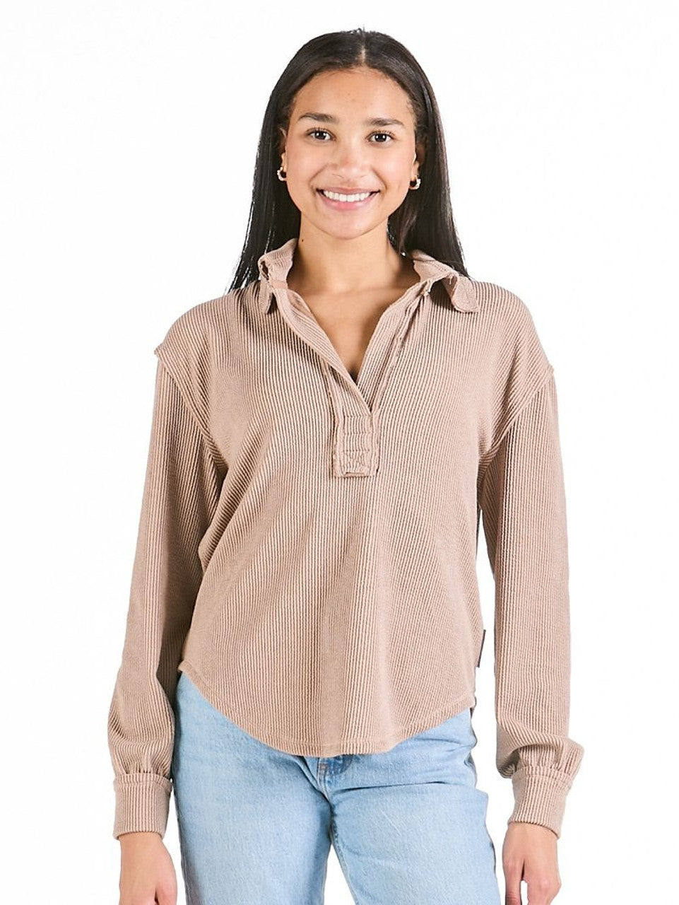 Simply Southern - Collared Knit Top - Umber - 2025