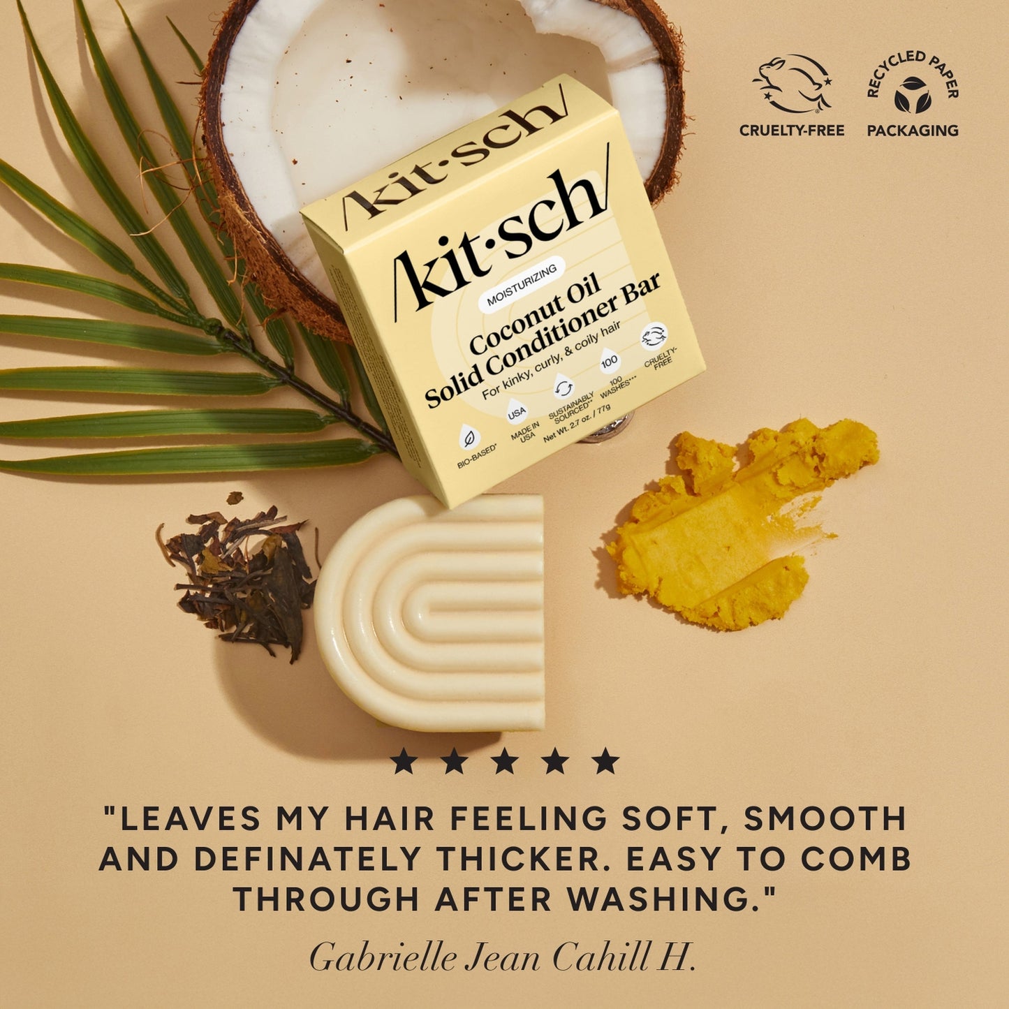 KITSCH - Coconut Oil Shampoo & Conditioner Bar Combo for Dry Damaged Hair