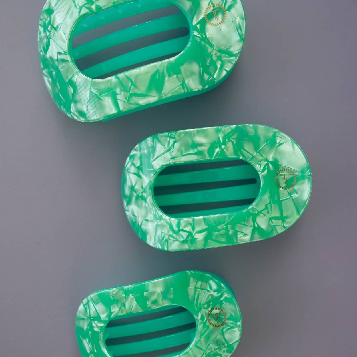 TELETIES - Large Flat Round Hair Clip - Spring Splash