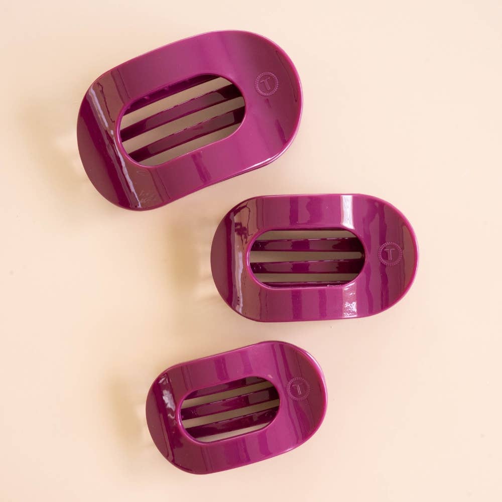 TELETIES - Medium Flat Round Hair Clip - Mulberry