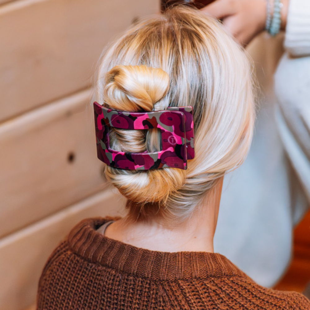 TELETIES - Large Flat Rectangle Hair Clip - Garden Glam