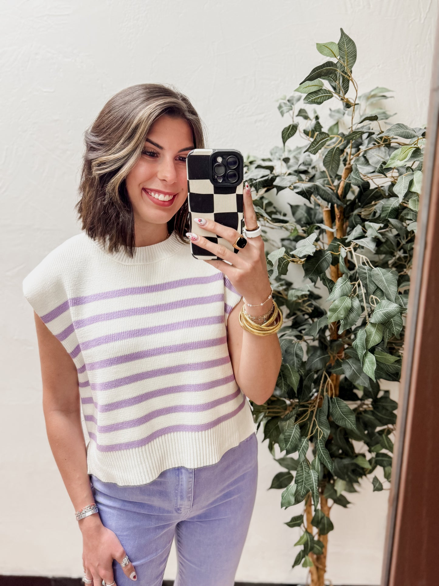 The Jennie Oversized Stripe Sweater - Lavender