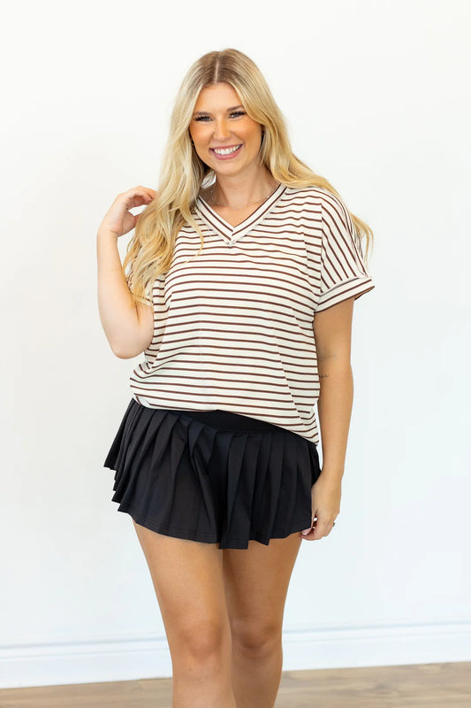 The Lucy Striped Top - Brown