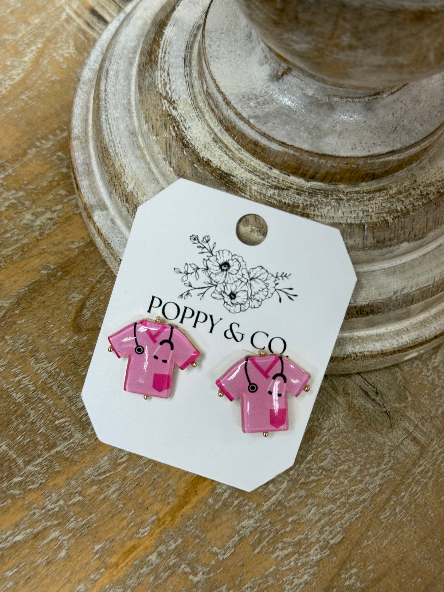 The Nurse Scrub Earrings - Pink