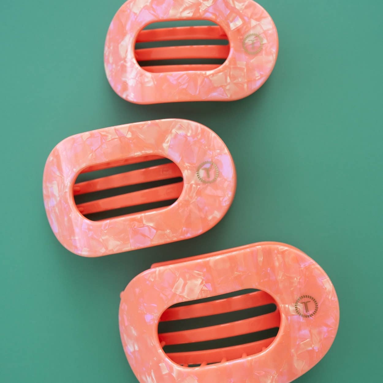 TELETIES - Large Flat Round Hair Clip - Dreamsicle